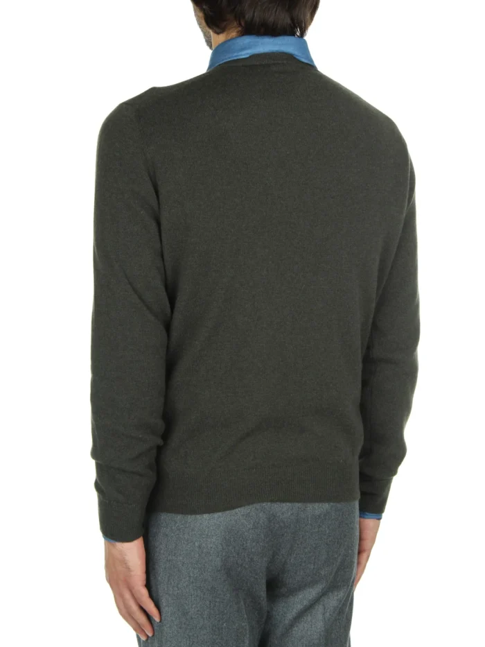 Maglione Girocollo Filippo De Laurentiis in Pura Lana Cashmere Verde Militare art. GC1MLD CA12R 570, foto 4 di 4