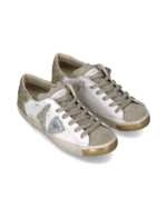 Sneakers Donna Philippe Model Paris Prsx In Pelle Bianca e Dettagli Oro, Linguetta in Camoscio art. PRLD VGX2 - immagine 2