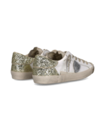Sneakers Donna Philippe Model Paris Prsx In Pelle Bianca e Dettagli Oro, Linguetta in Camoscio art. PRLD VGX2 - immagine 4