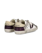 Sneakers Donna Philippe Model Paris Prsx In Pelle Bianca e Dettagli Viola e Cavallino art. PRLD XPA1 - immagine 4
