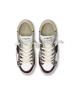 Sneakers Donna Philippe Model Paris Prsx In Pelle Bianca e Dettagli Viola e Cavallino art. PRLD XPA1 - immagine 5