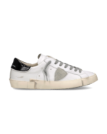 Sneakers Uomo Paris Prsx Philippe Model in Pelle Bianca con Spoiler Nero Lucido art. PRLU V030