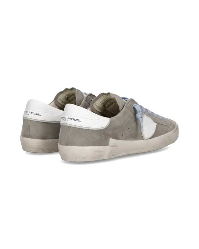 Sneakers Uomo Philippe Model Paris Prsx in Camoscio Grigio e Spoiler Bianco art. PRLU XS18, foto 4 di 5