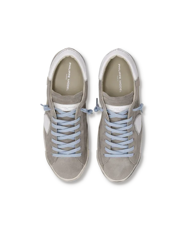 Sneakers Uomo Philippe Model Paris Prsx in Camoscio Grigio e Spoiler Bianco art. PRLU XS18, foto 3 di 5
