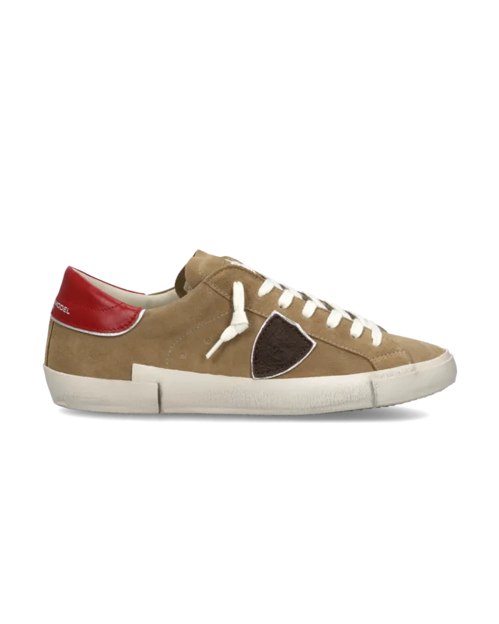 Sneakers Uomo Paris Prsx Philippe Model in Camoscio Beige con Back Rosso art. PRLU XS21, foto 1 di 5
