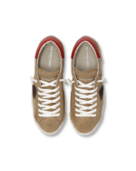 Sneakers Uomo Paris Prsx Philippe Model in Camoscio Beige con Back Rosso art. PRLU XS21 - immagine 4