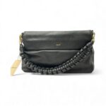 Borsa Abro Shoulder Bag KAIA small in pelle Nera con Tracolla Dettagli Oro
