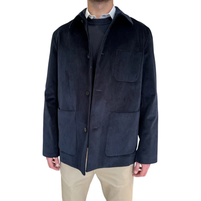Giacca Overshirt Lardini in Velluto Blu Art. AASTONE CN65401 850, foto 1 di 3