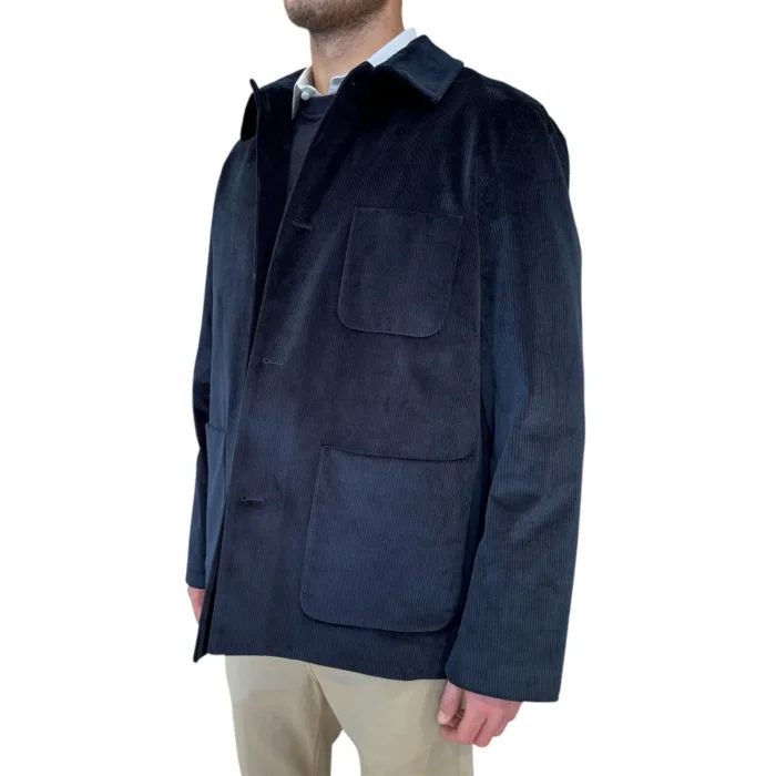 Giacca Overshirt Lardini in Velluto Blu Art. AASTONE CN65401 850, foto 3 di 3
