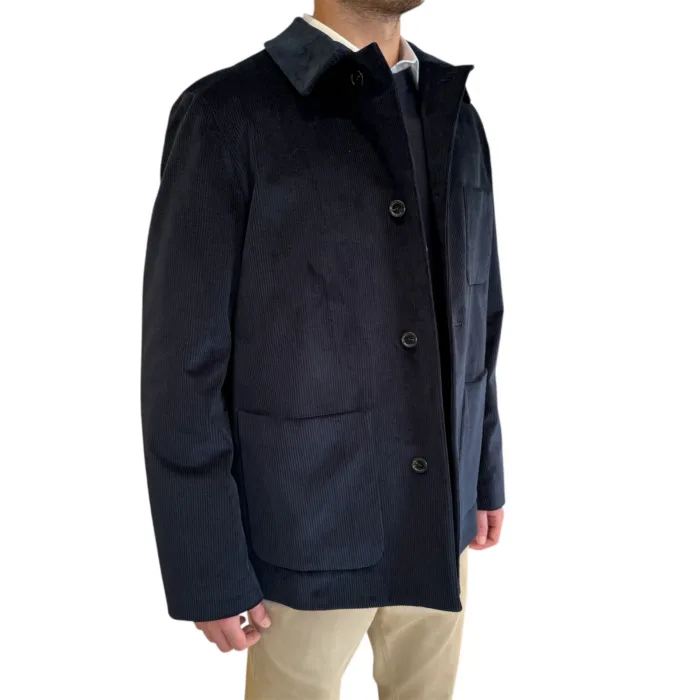 Giacca Overshirt Lardini in Velluto Blu Art. AASTONE CN65401 850, foto 2 di 3