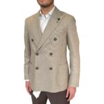 Giacca Doppiopetto Lardini in Misto Lana Seta Cashmere Beige Art. CN660AE AAIF65523 210