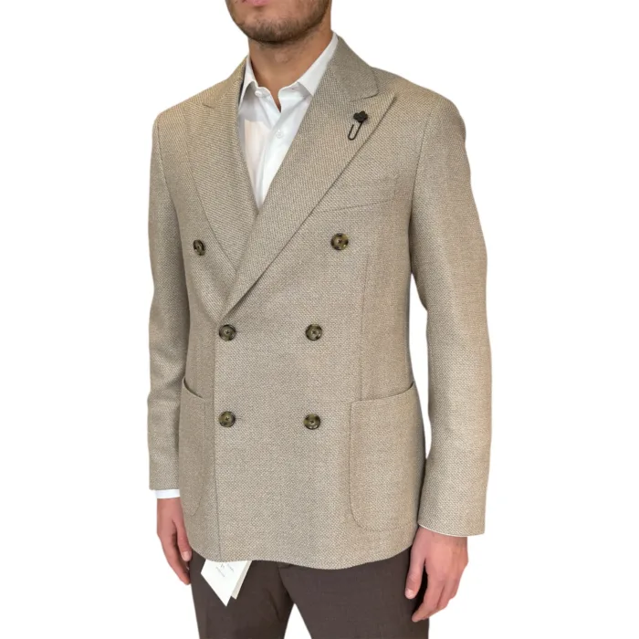 Giacca Doppiopetto Lardini in Misto Lana Seta Cashmere Beige Art. CN660AE AAIF65523 210, foto 1 di 2
