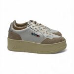 Sneakers Autry Platform Donna in Pelle Bianca e Camoscio con Spoiler Argento art. PTLW LS74