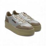 Sneakers Autry Platform Donna in Pelle Bianca e Camoscio con Spoiler Argento art. PTLW LS74 - immagine 4