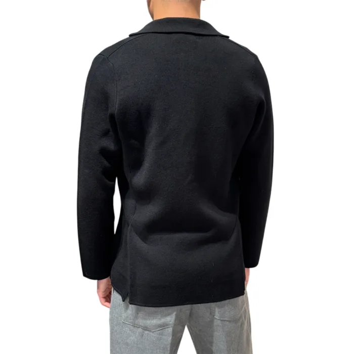 Giacca Lardini con Tasche a Toppa in Maglia in Pura Lana Nera Art. AALJM79 AA65035 999, foto 2 di 2