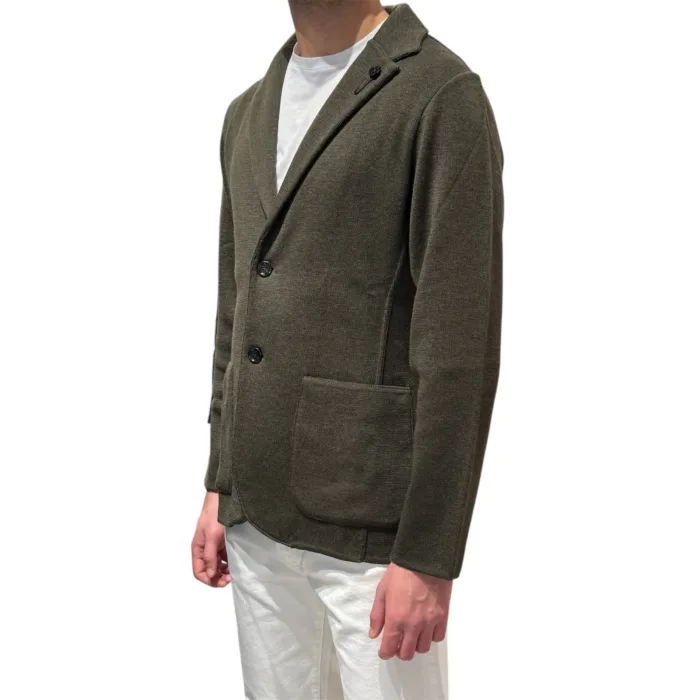 Giacca Lardini con Tasche a Toppa in Maglia in Pura Lana Verde Art. CNCLJM56 CN65000 500, foto 2 di 3
