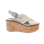 Sandali Paloma Barcelò Donna con Zeppa in Sughero 8 cm e Plateau 4 cm in Pelle Bianca art. Nus Calidis Off White