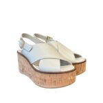 Sandali Paloma Barcelò Donna con Zeppa in Sughero 8 cm e Plateau 4 cm in Pelle Bianca art. Nus Calidis Off White - immagine 2