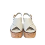 Sandali Paloma Barcelò Donna con Zeppa in Sughero 8 cm e Plateau 4 cm in Pelle Bianca art. Nus Calidis Off White - immagine 3