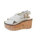 Sandali Paloma Barcelò Donna con Zeppa in Sughero 8 cm e Plateau 4 cm in Pelle Bianca art. Nus Calidis Off White - immagine 4