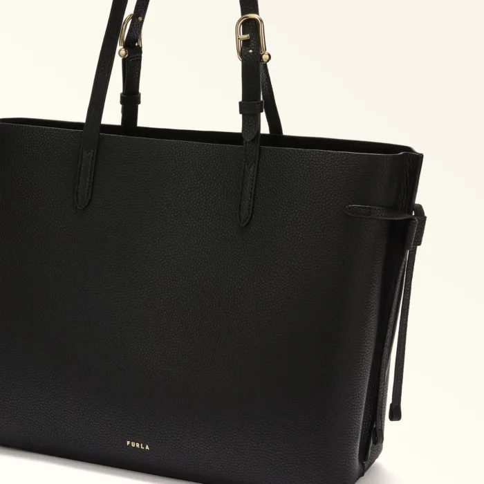 Borsa A Spalla Shopping Bag Furla In Pelle di Vitello Nera art. Ava WB02001 BX4329 3924S, foto 5 di 5