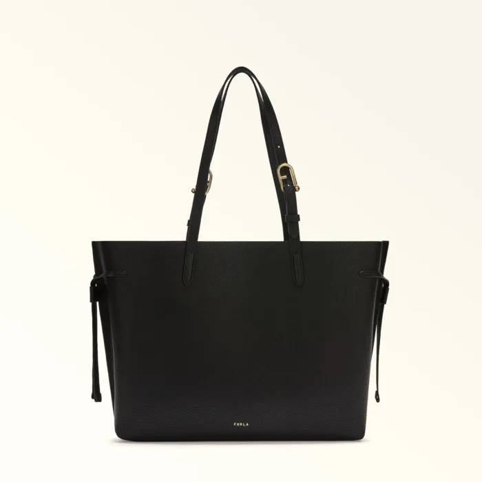 Borsa A Spalla Shopping Bag Furla In Pelle di Vitello Nera art. Ava WB02001 BX4329 3924S, foto 1 di 5