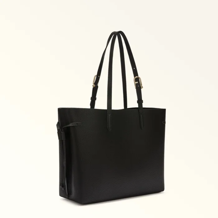 Borsa A Spalla Shopping Bag Furla In Pelle di Vitello Nera art. Ava WB02001 BX4329 3924S, foto 3 di 5