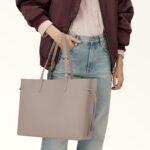 Borsa A Spalla Shopping Bag Furla In Pelle di Vitello Grigio Chiaro art. Ava WB02059 BX4329 4621S - immagine 5