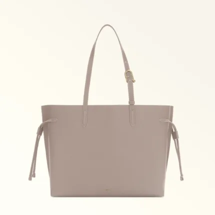 Borsa A Spalla Shopping Bag Furla In Pelle di Vitello Grigio Chiaro art. Ava WB02059 BX4329 4621S