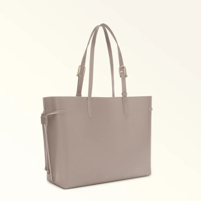 Borsa A Spalla Shopping Bag Furla In Pelle di Vitello Grigio Chiaro art. Ava WB02059 BX4329 4621S, foto 3 di 5