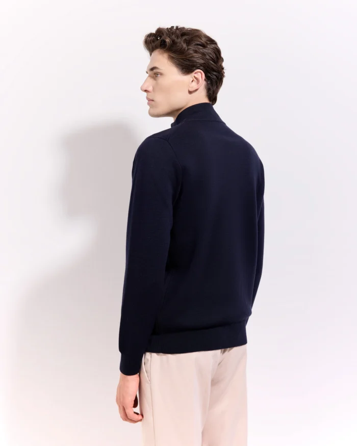 Cardigan Blouson Filippo De Laurentiis in Lana Punto Milano Blu Navy art. BB1MLT WM14M 890, foto 5 di 5