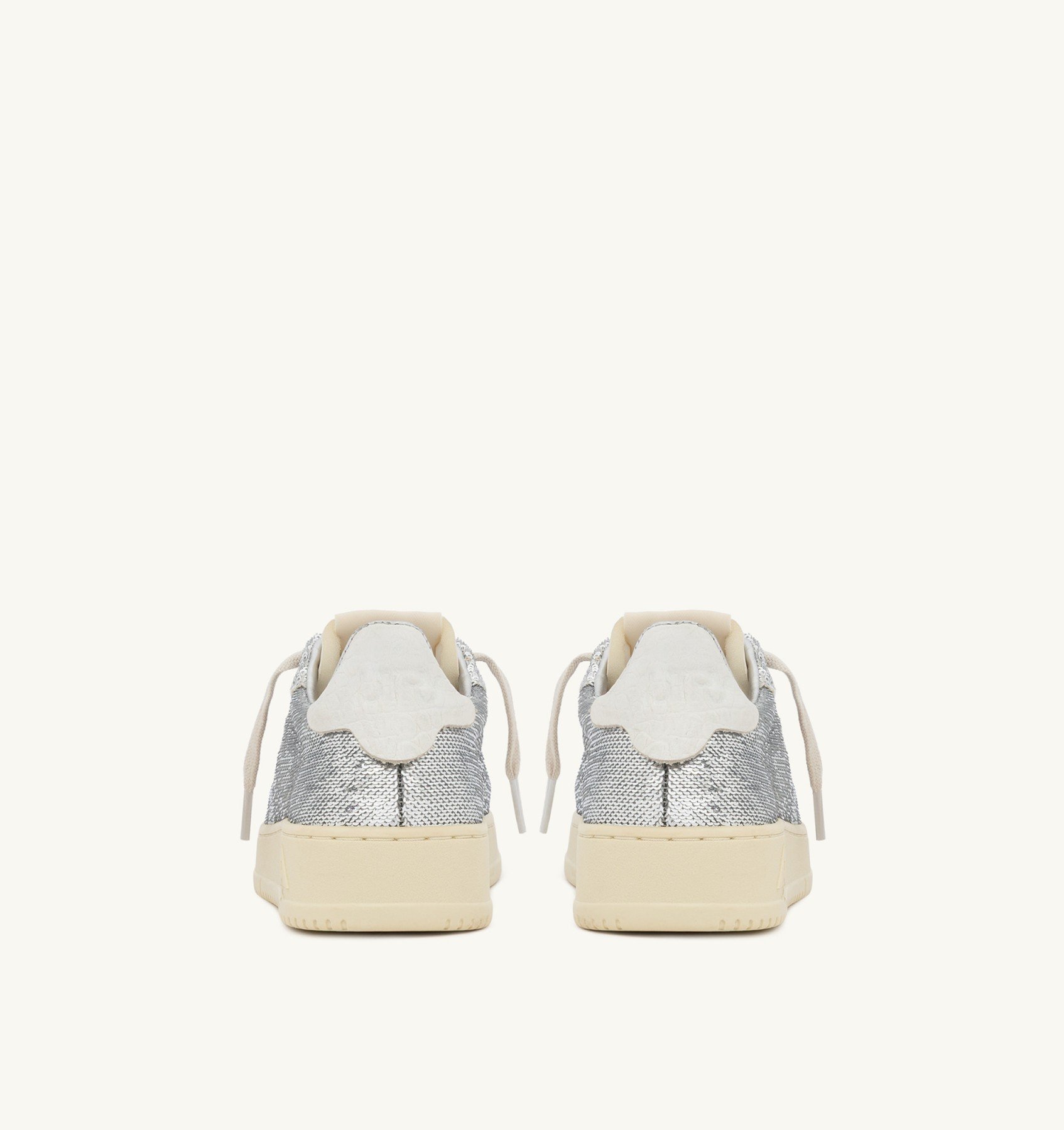 Sneakers Autry Dallas Donna con Paillettes Argento e Spoiler Bianco art. ADLW TI05 - immagine 3