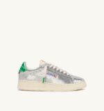 Sneakers Autry Dallas Donna con Paillettes Argento e Spoiler Verde art. ADLW TI01