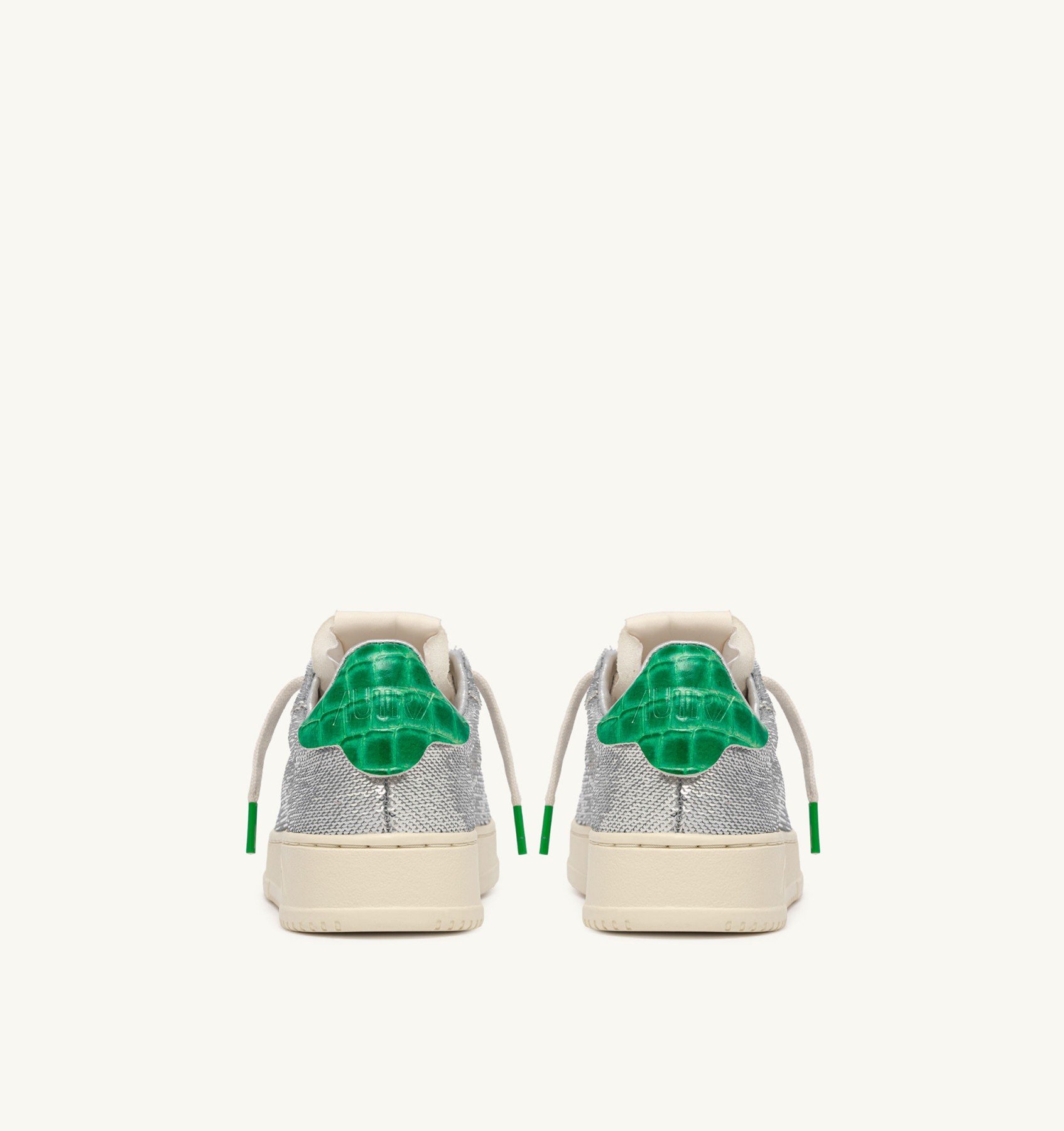 Sneakers Autry Dallas Donna con Paillettes Argento e Spoiler Verde art. ADLW TI01 - immagine 3
