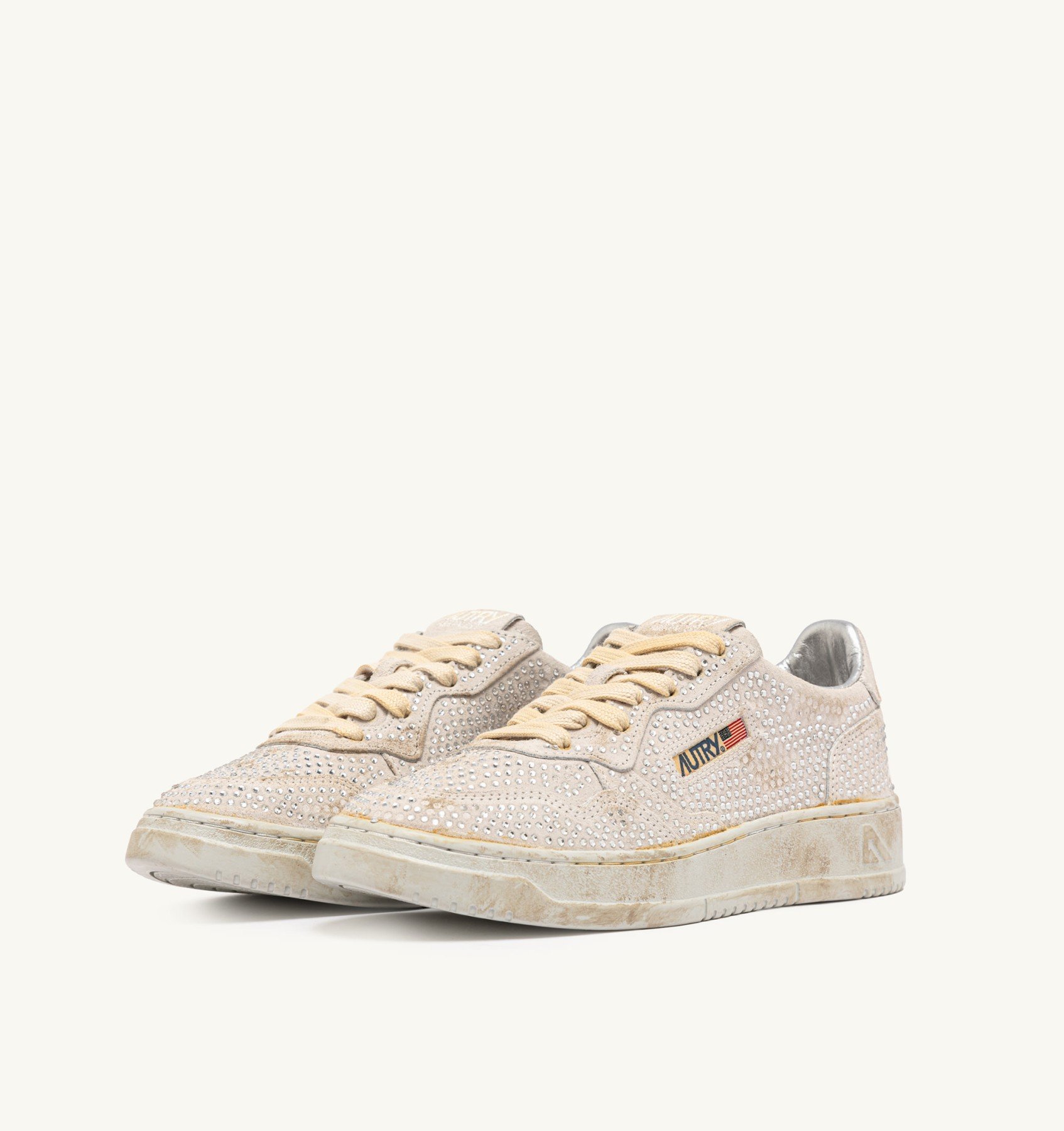 Sneakers Autry Donna In Camoscio Avorio con Strass art. AULW NA01 - immagine 2