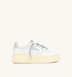 Sneakers Autry Platform Donna in Pelle Bianca con Laccio Argento art. PTLW SW02