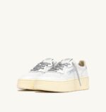 Sneakers Autry Platform Donna in Pelle Bianca con Laccio Argento art. PTLW SW02 - immagine 2
