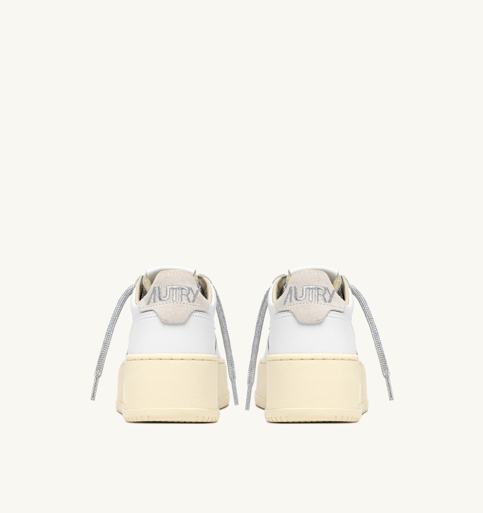 Sneakers Autry Platform Donna in Pelle Bianca con Laccio Argento art. PTLW SW02 - immagine 3