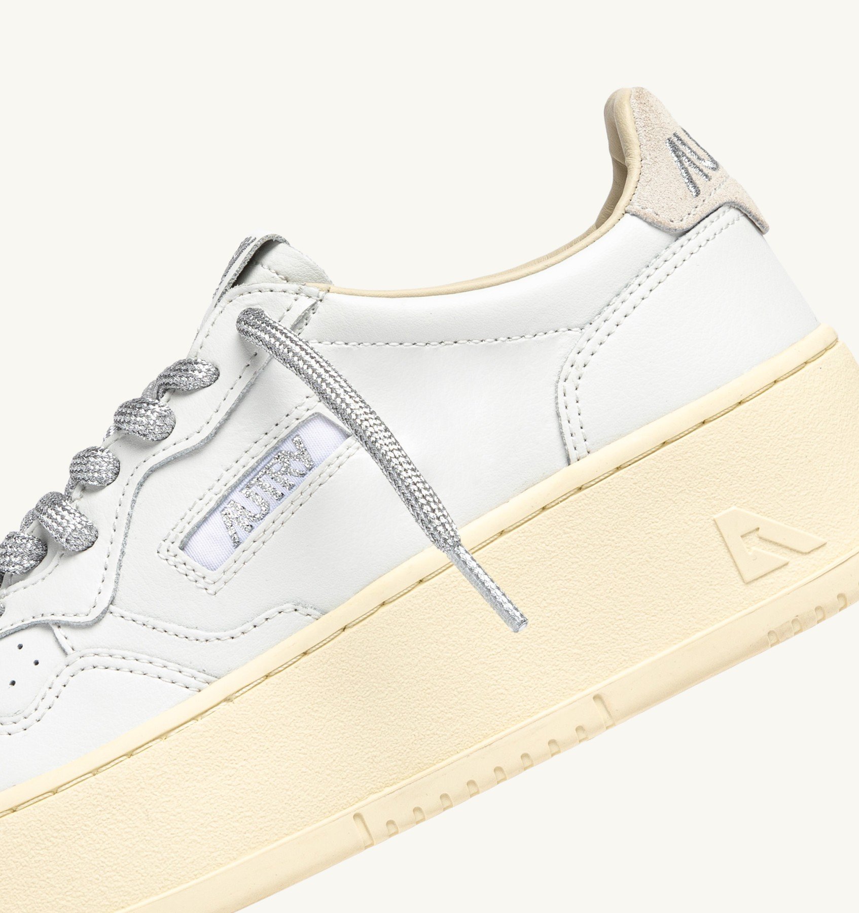 Sneakers Autry Platform Donna in Pelle Bianca con Laccio Argento art. PTLW SW02 - immagine 4