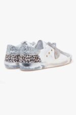 Sneakers Donna Paris Prsx Philippe Model in Pelle Bianca Spoiler Glitter Argento art. PRLD VLG2 - immagine 3