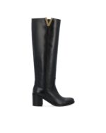 Stivali Via Roma 15 con Tacco H 7 cm in Pelle Santa Monica Nera V Oro art. 4041