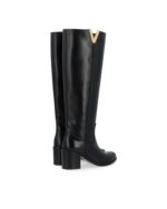 Stivali Via Roma 15 con Tacco H 7 cm in Pelle Santa Monica Nera V Oro art. 4041 - immagine 2