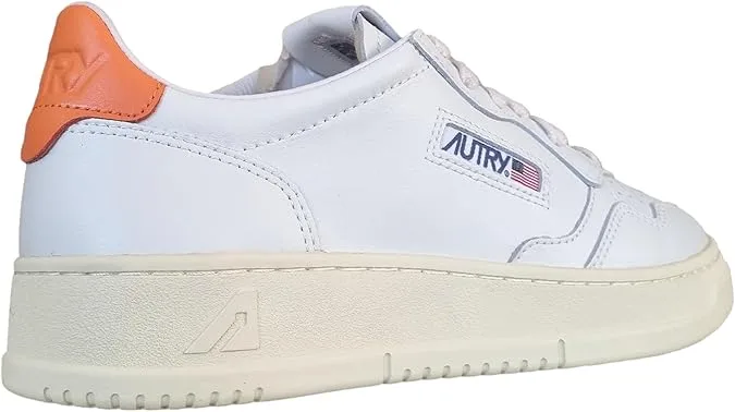 Sneakers Autry Donna in pelle Bianca con spoiler Arancione art. AULW LL26, foto 2 di 4