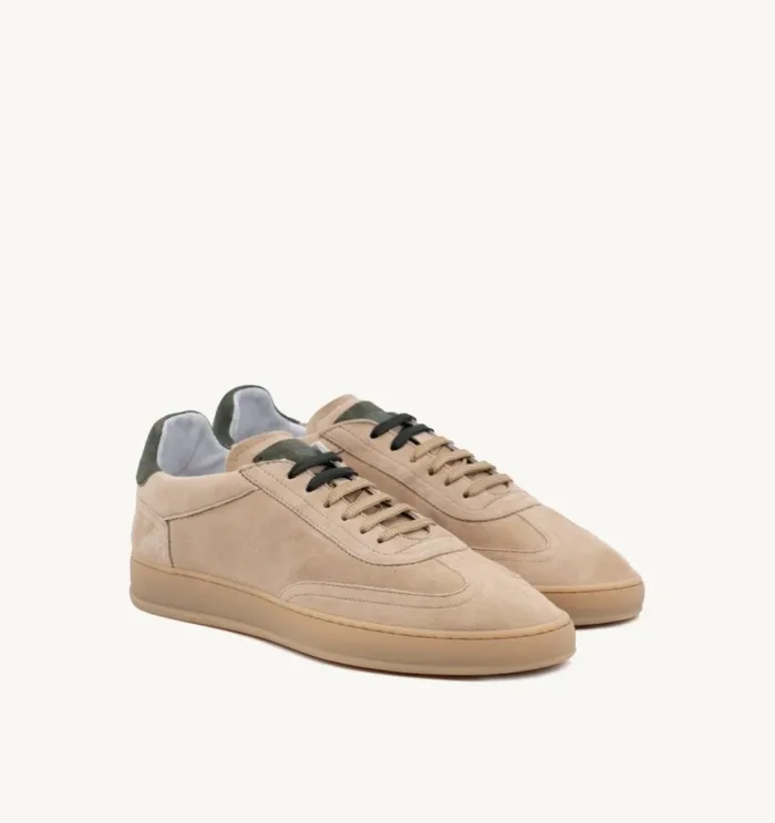 Sneakers Uomo Soldini In Pelle Scamosciata Beige Ecru Spoiler Abete art. Akira Amalfi, foto 2 di 4