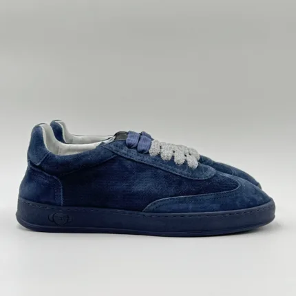 Sneakers Uomo Soldini In Pelle Scamosciata Traforata Dark Blu art. Akira Amalfi Punzonato