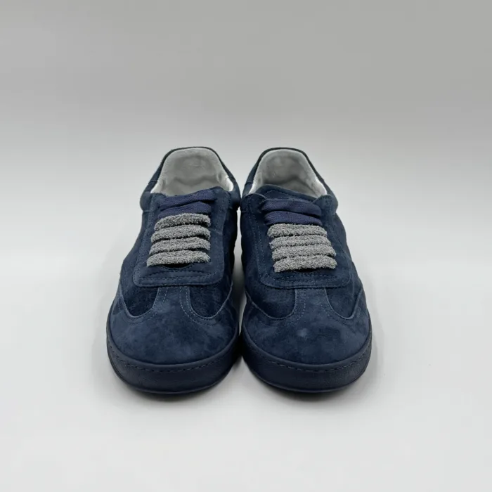 Sneakers Donna Soldini In Pelle Scamosciata Traforata Dark Blu art. Akira Amalfi Punzonato, foto 3 di 5