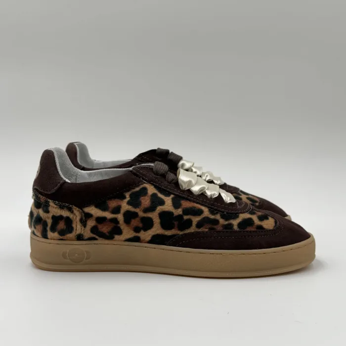 Sneakers Donna Soldini In Pelle Scamosciata Marrone e Cavallino Leopardato art. Akira Amalfi/Leo/Amalfi, foto 1 di 5