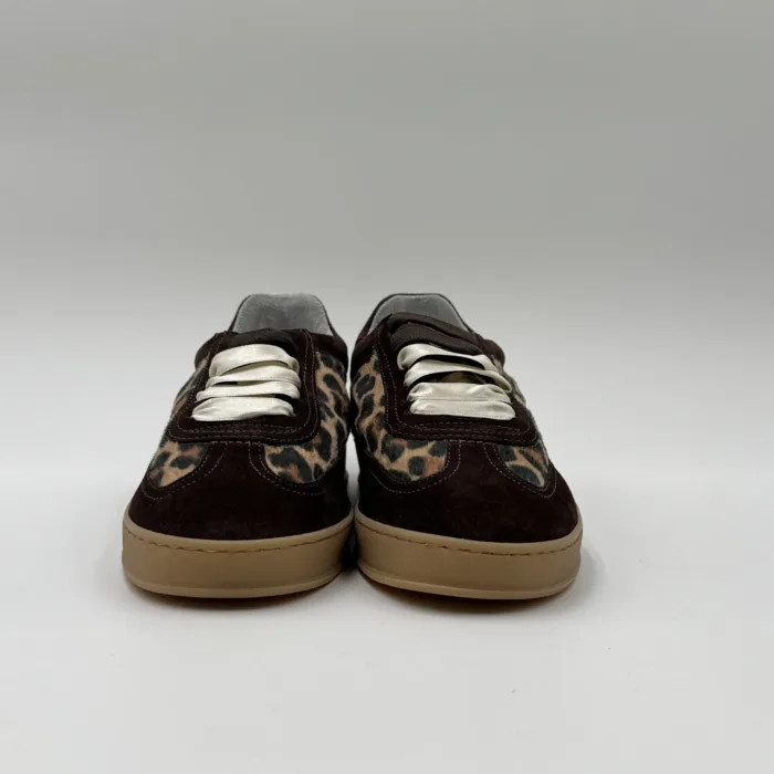 Sneakers Donna Soldini In Pelle Scamosciata Marrone e Cavallino Leopardato art. Akira Amalfi/Leo/Amalfi, foto 3 di 5