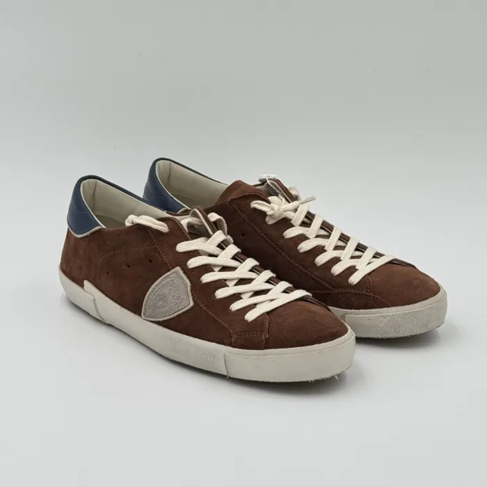 Sneakers Uomo Philippe Model  Paris Prsx in Camoscio Marrone e Spoiler Blu art. PRLU XS16, foto 4 di 5