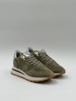 Sneakers Donna Philippe Model Tropez Haute in Camoscio Verde Militare e Spoiler Silver art. TKLD DM04 - immagine 2